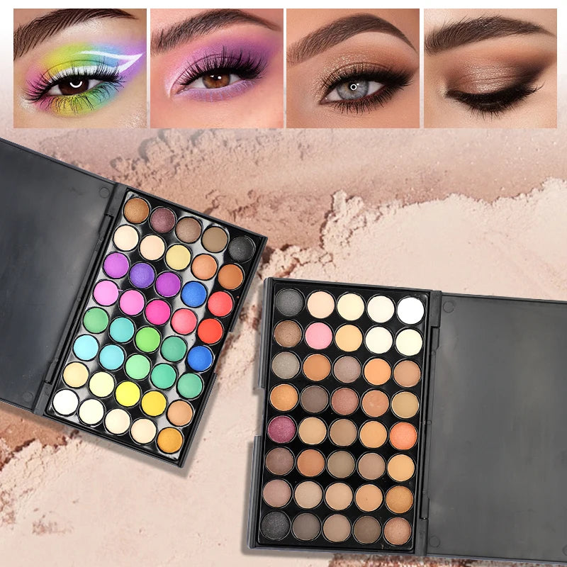 40 color eyeshadow palette - matte and shimmer, high pigmy brown nude, coffee chocolate student party daily stage makeup Tools