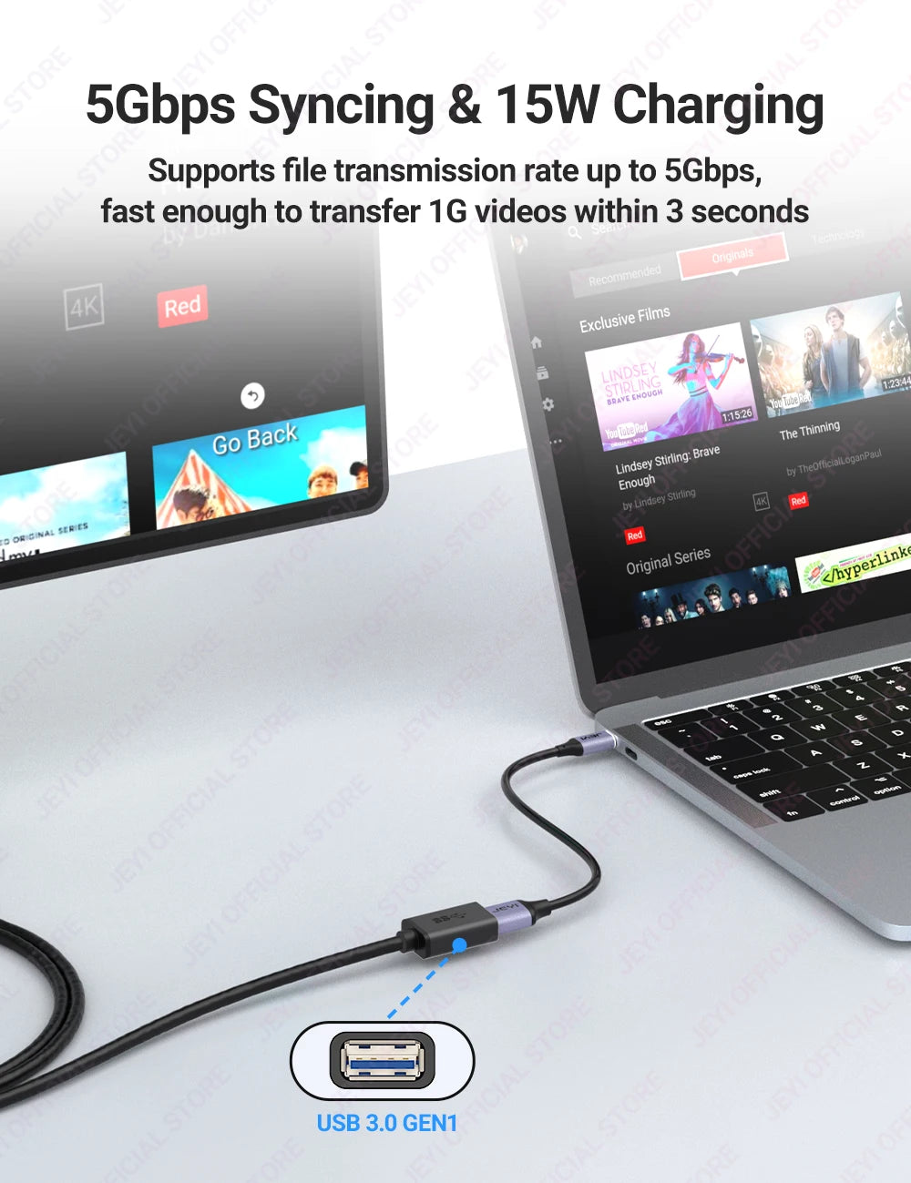 JEYI USB 3.0 GEN1 Extension Cable (Male to Female)-5Gbps High-Speed Data Transfer for Keyboard/Mouse/Flash Drive