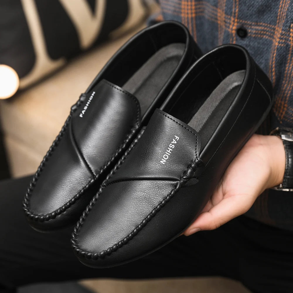 2025 Spring/Autumn Men's Footwear: Minimalist Design Loafers Elegant Khaki-Coloured Work Shoes Student Footwear