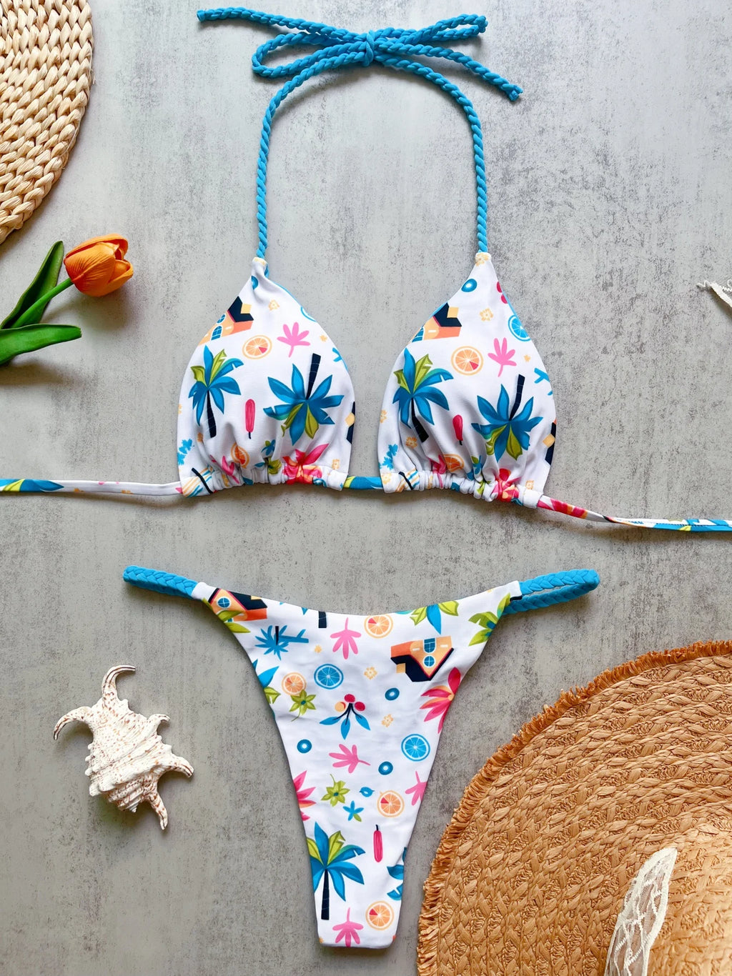 Sexy Triangle Bikini Push Up Brazilian Swimwear Women Printed Bikinis Padded Swimsuit Thong Bathing Suit Maillot De Bain Femme