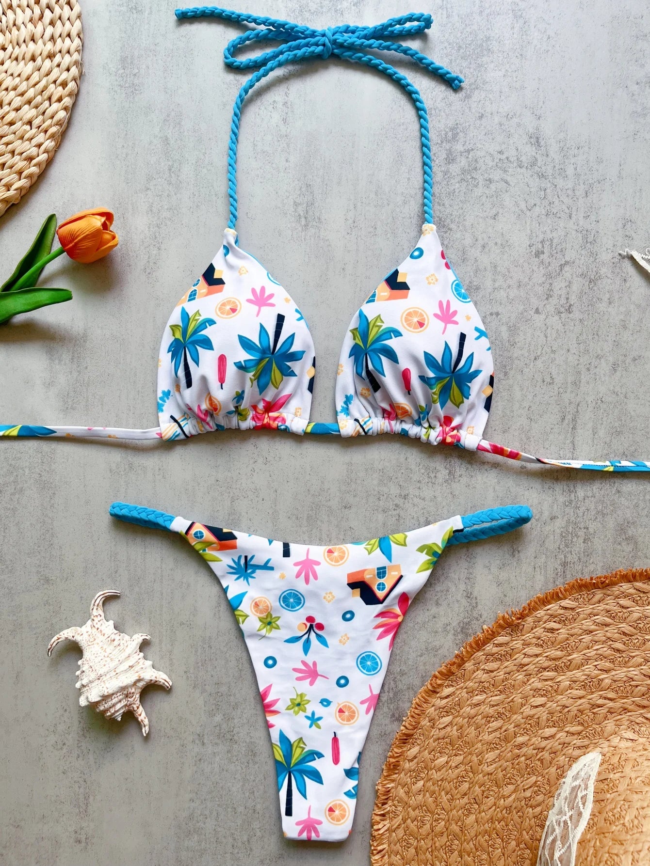Sexy Triangle Bikini Push Up Brazilian Swimwear Women Printed Bikinis Padded Swimsuit Thong Bathing Suit Maillot De Bain Femme
