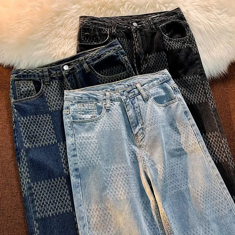 Spring Autumn Vintage Loose Casual Fashion Straight Jeans Hombre Hip Hop Y2K Denim Pants Male Streetwear Trousers Men
