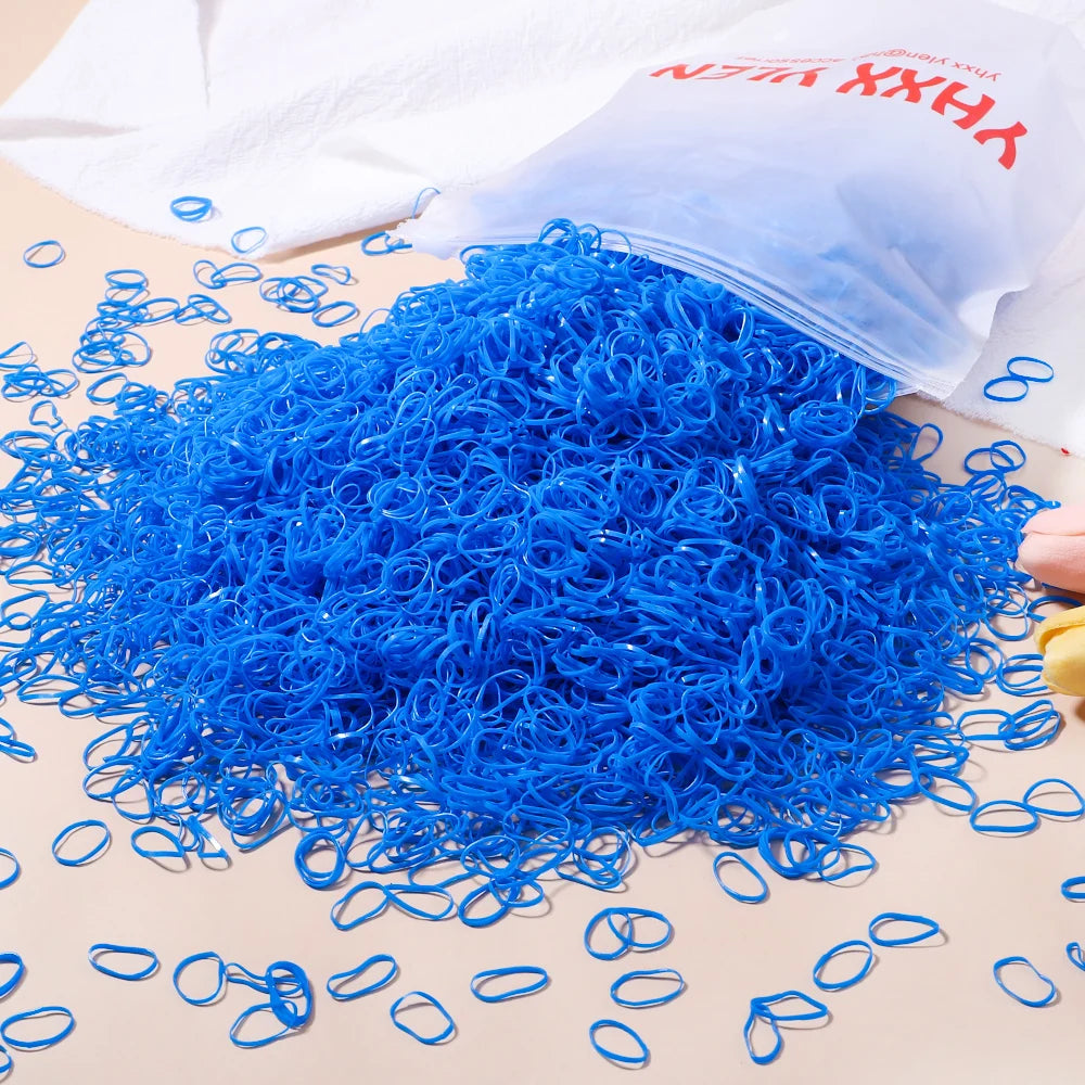 1000 Girls Colourful Disposable Rubber Band Hair Ties Headband Children Ponytail Holder Bands Kids Hair Accessories