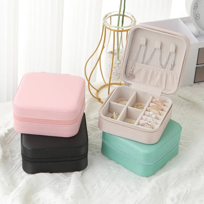 Portable Jewelry Storage Box Home Travel Earrings Necklace Ring Jewelry Box Mini Layered Jewelry Display Case