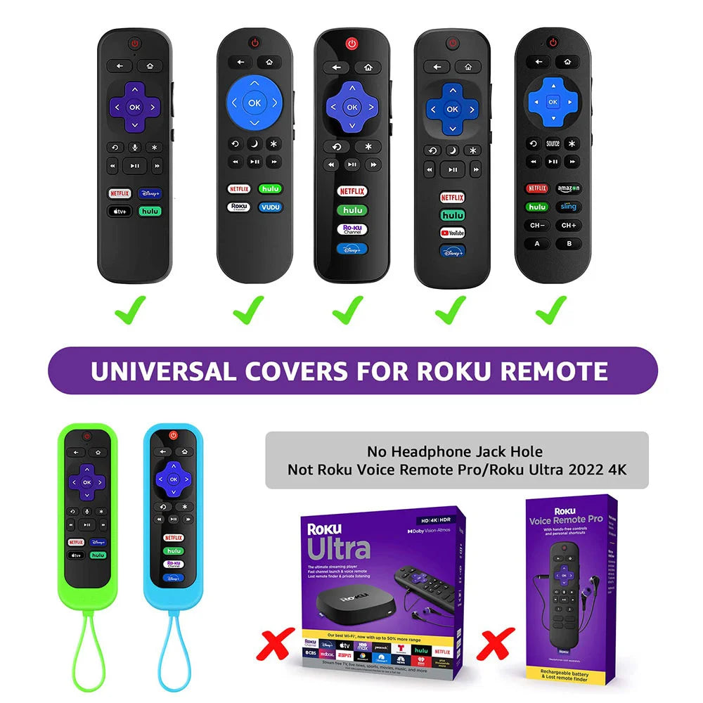 Luminous Silicone Remote Control Protective Case With Rope TV Remote Control Cover For TCL Hisense Roku TV Remote Control Cover
