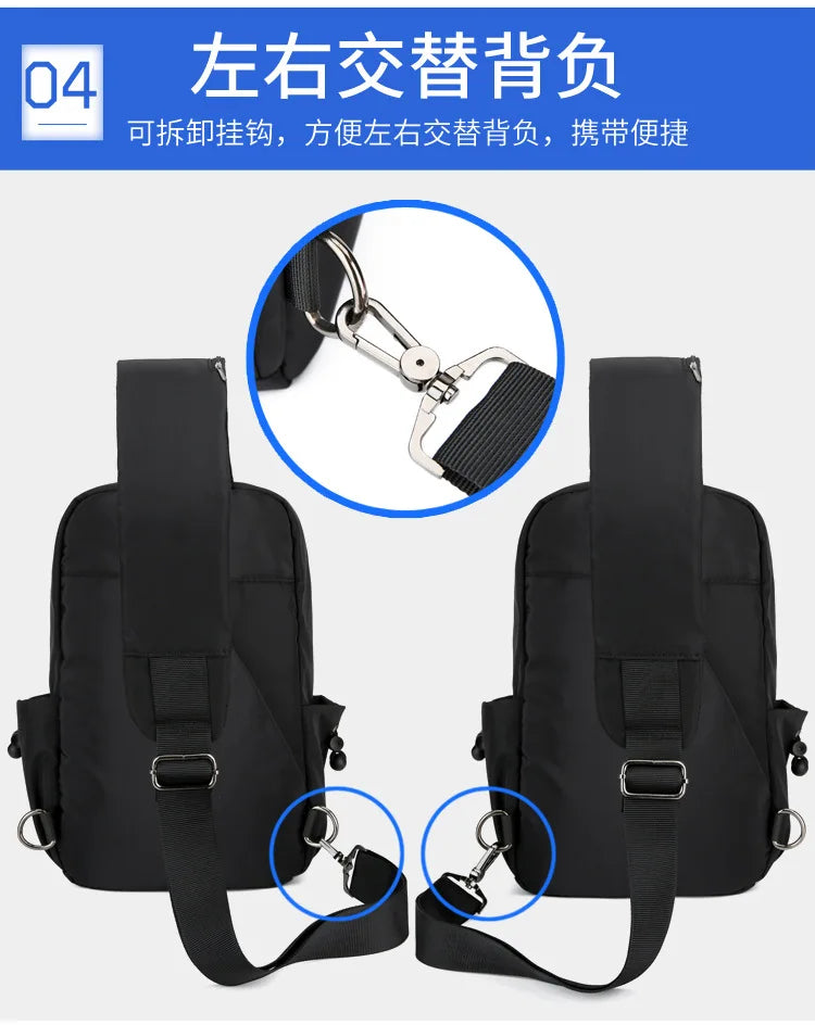 Men's Chest Bag Large Canvas Fashion Male Crossbody Bags Oxford Cloth Designer Man Student Shoulder Sling Casual Sports Phone