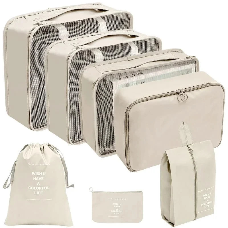 8/9/10 Pcs Set Travel Organizer Storage Bags Suitcase Packing Cubes Set Cases Portable Luggage Clothes Shoe Tidy Pouch Folding