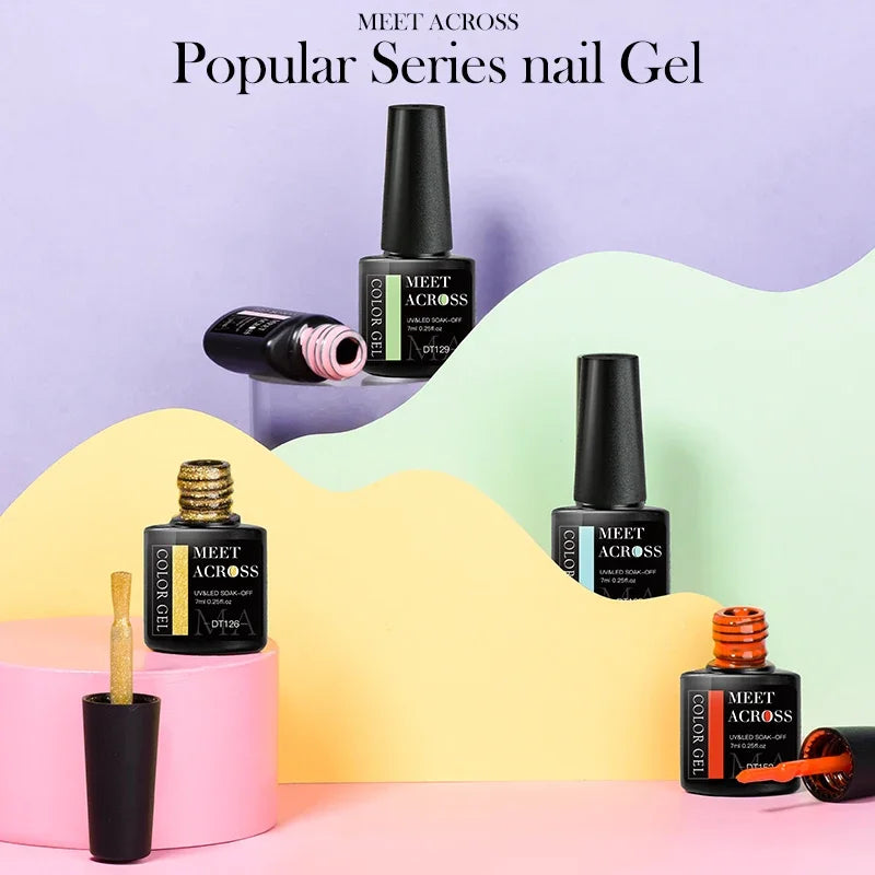 8Pcs/Set Fluorescent Gel Nail Polish Set Summer Colorful Semi Permanent Nail Art Gel Varnish Nail Supplies Manicure For Nails