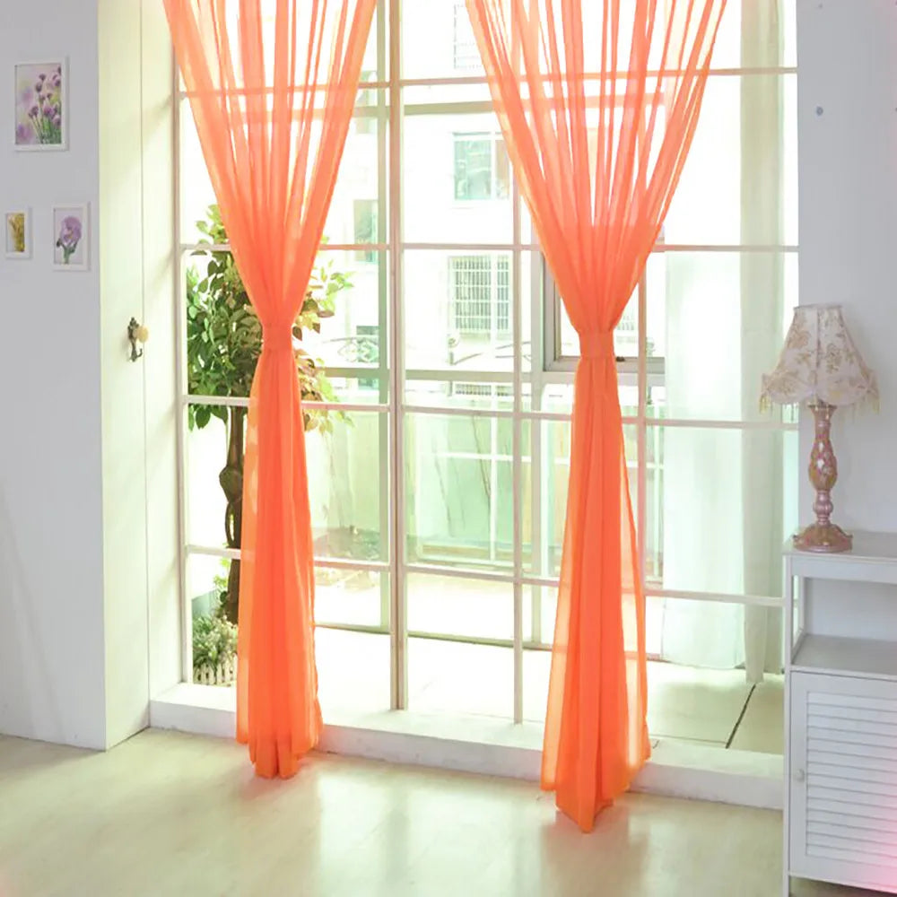 1 Pcs Color Tulle Door Window Curtain Drape Panel Sheer Scarf Valances Nordic Curtains For Living Dining Room Tulle Bedroom