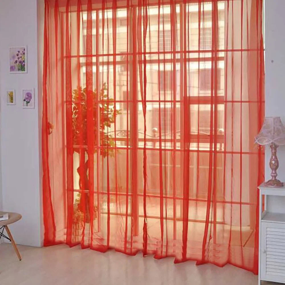 1 Pcs Color Tulle Door Window Curtain Drape Panel Sheer Scarf Valances Nordic Curtains For Living Dining Room Tulle Bedroom